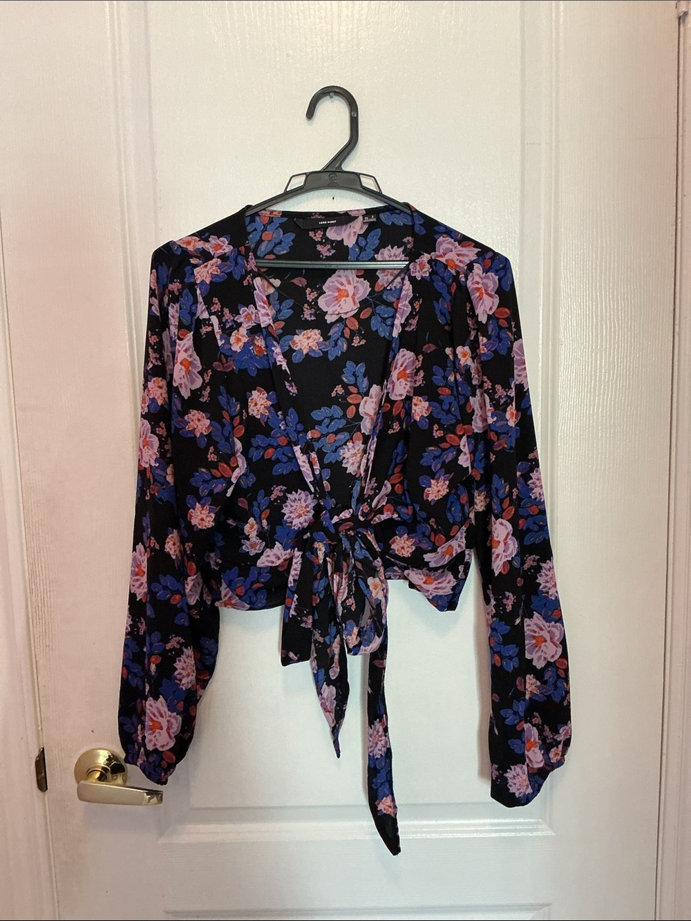 Vero Moda Black Floral Cardigan with Pink and Blue Flowers